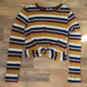 gaze small striped tie cropped sweater